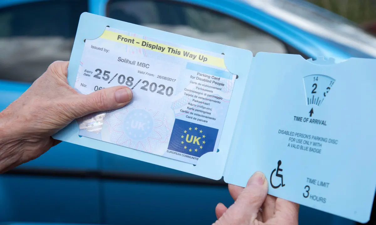 Blue badge for people with disabilities.